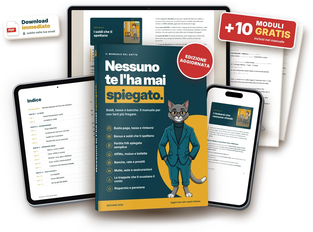 Il manuale Nessuno te l’ha mai spiegato su tablet, telefono e computer, con i 10 moduli gratis