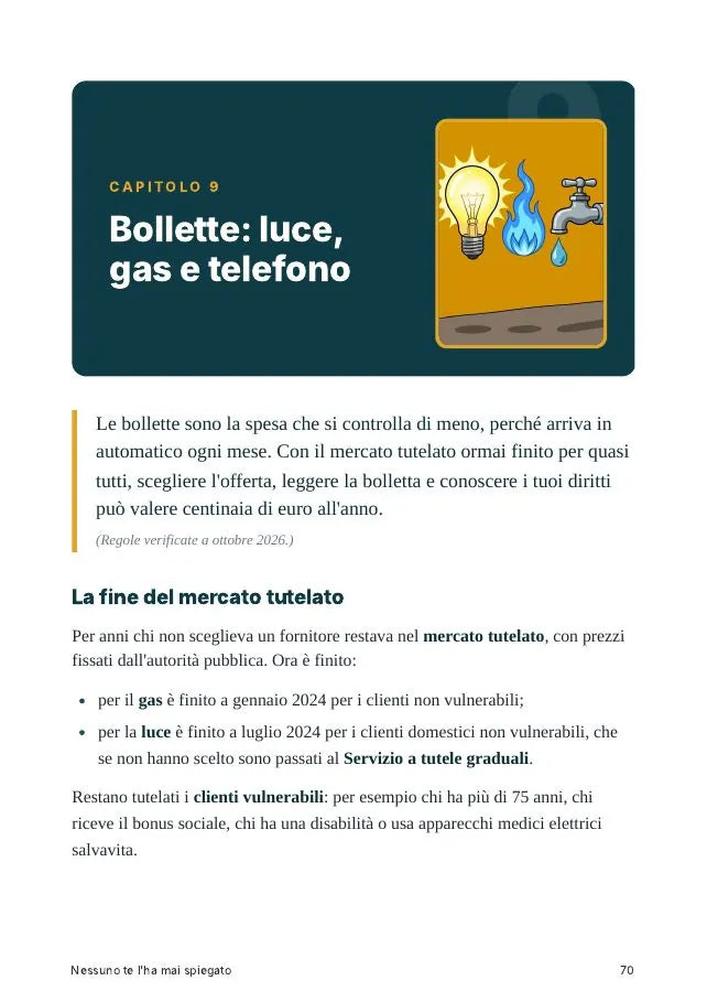 Apertura del capitolo 9 sulle bollette
