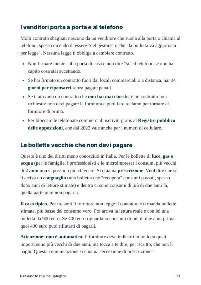 Pagina sulle bollette vecchie che non devi pagare